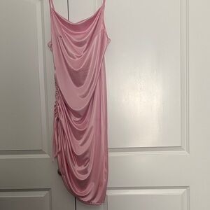 Elegant Pink Draped Dress